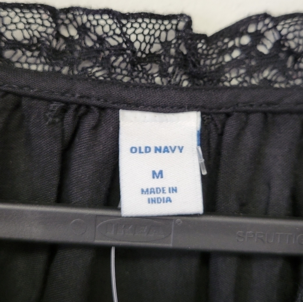 Old Navy lace trim poet blouse Black Jack M - Picture 9 of 13